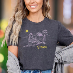 "Greece" | Sketch Art Travel Unisex Adult T-Shirt | Mediterranean Lifestyle