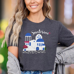 "Santorini" | Illustrated Graphic Unisex Adult T-Shirt | Travel & Wanderlust
