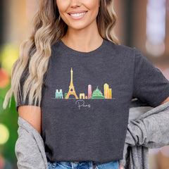 "Paris" | Minimal Skyline Unisex Adult T-Shirt | Travel & City Lifestyle