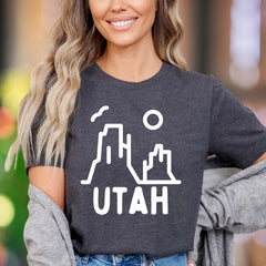 "UTAH" | Minimal Nature Outline Unisex Adult T-Shirt | Travel & Adventure