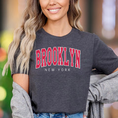 "BROOKLYN NEW YORK" | Bold Arch College Typography Unisex Adult T-Shirt | City Streetwear