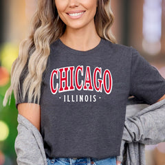 "CHICAGO ILLINOIS" | Bold City Typography Unisex Adult T-Shirt | Local Pride Apparel