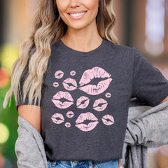 "Kisses" | Playful Lips Graphic Unisex Adult T-Shirt | Flirty Lifestyle Apparel