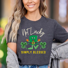 "Not Lucky Simply Blessed" | Funny Cartoon Unisex Adult T-Shirt | Positive Lifestyle
