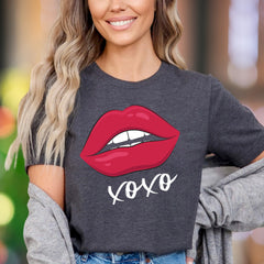 "XOXO" Red Lips Graphic Unisex Adult T-Shirt | Playful Romantic Style