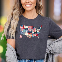 "Loved, Empowered, Capable" | Patriotic Patchwork Unisex Adult T-Shirt | Empowering Lifestyle