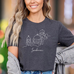"Santorini" | Minimal Line Art Unisex Adult T-Shirt | Travel Lifestyle