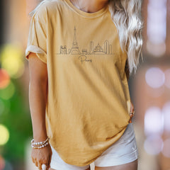 "Paris" | Comfort Colors Unisex Adult T-Shirt | Minimal Skyline Travel Tee