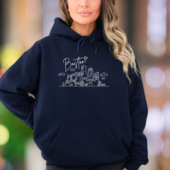 "Boston" | Minimal Cityscape Unisex Adult Hoodie | Urban Lifestyle