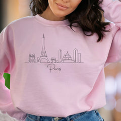 "Paris" | Minimal Skyline Unisex Adult Sweatshirt | Travel & Lifestyle