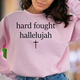 "hard fought hallelujah" | Expressive Typography Unisex Adult Sweatshirt | Inspirational Lifestyle