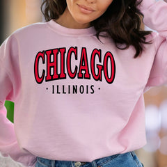 "CHICAGO ILLINOIS" | Retro City Block Unisex Adult Sweatshirt | Local Pride Apparel