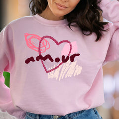 "Amour" | Artistic Sketch Heart Unisex Adult Sweatshirt | Romantic Lifestyle