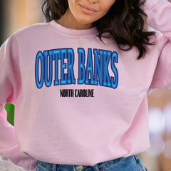 "OUTER BANKS NORTH CAROLINA" | Retro Beach Typography Unisex Adult Sweatshirt | Coastal Lifestyle