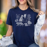 "Big Cats & Domestic Kitties" | Vintage Sketch Unisex Adult T-Shirt | Feline Lover Apparel