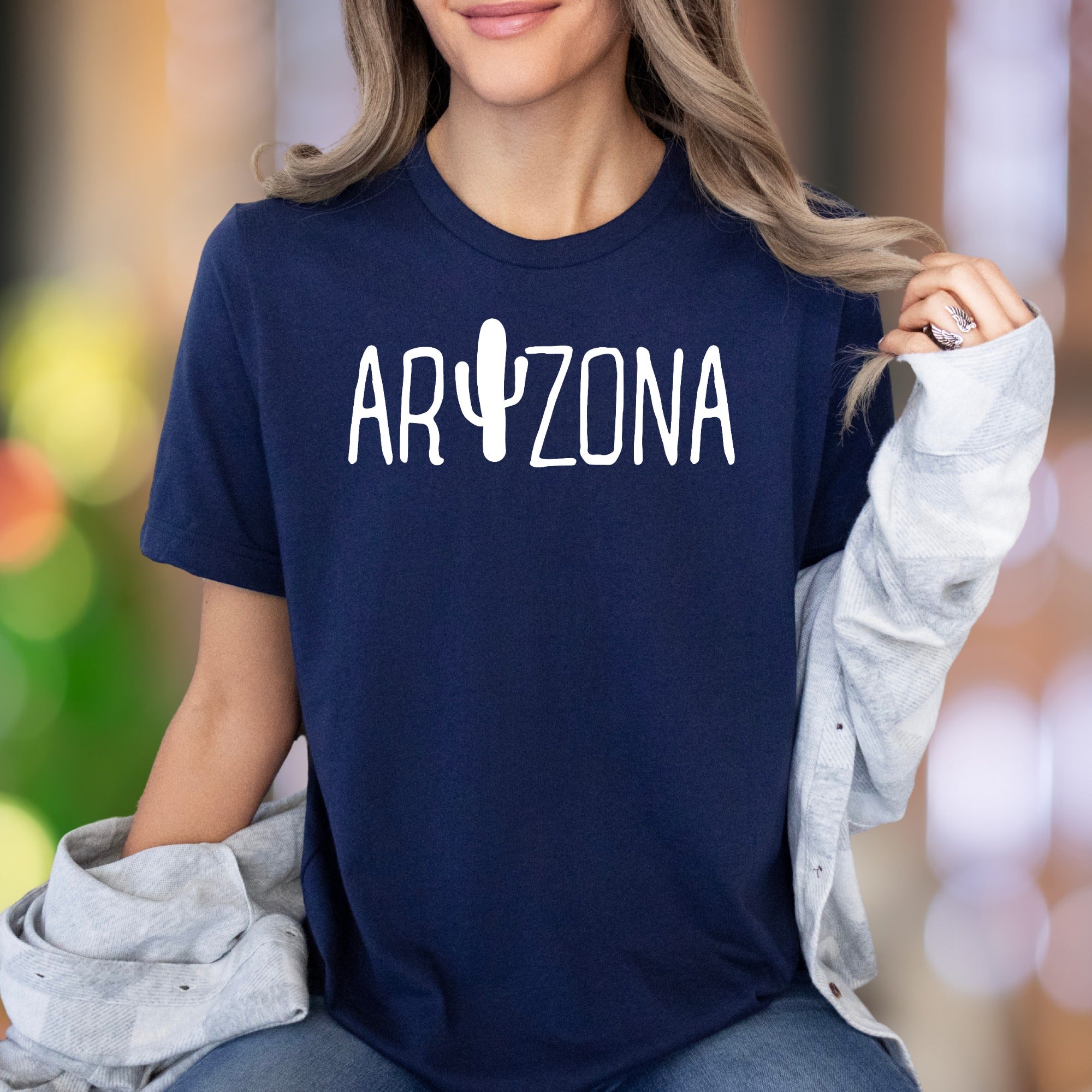 "ARIZONA" | Cactus Typography Unisex Adult T-Shirt | State Pride
