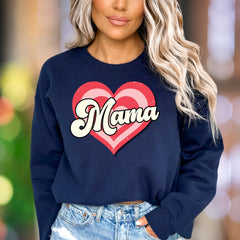 "Mama" | Retro Heart Graphic Unisex Adult Sweatshirt | Motherhood Lifestyle