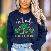 "Not Lucky Simply Blessed" | Humorous Leprechaun Unisex Adult Sweatshirt | Grateful Lifestyle
