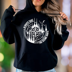 "Always Take The Scenic Route" | Nature Compass Unisex Adult Hoodie | Adventurous Lifestyle