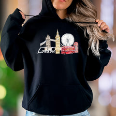 "London" | Watercolor Cityscape Unisex Adult Hoodie | Travel Lover Lifestyle