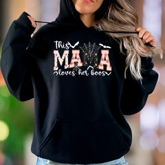 "This Mama Loves Her Boos" | Spooky Typography Unisex Adult Hoodie | Halloween Lifestyle