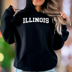 "ILLINOIS" | Bold Typography Unisex Adult Hoodie | Collegiate Lifestyle