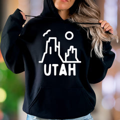 "UTAH" | Minimal Nature Line Art Unisex Adult Hoodie | Outdoor Lifestyle