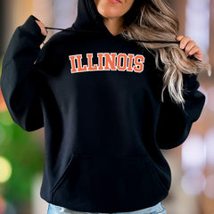 "ILLINOIS" | Bold Typography Unisex Adult Hoodie | Collegiate Style