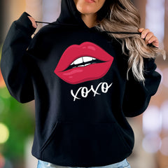 "XOXO Red Lips" | Modern Graphic Unisex Adult Hoodie | Affectionate Streetwear