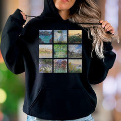 "Impressionist Grid" | Vintage Art Unisex Adult Hoodie | Creative Expression