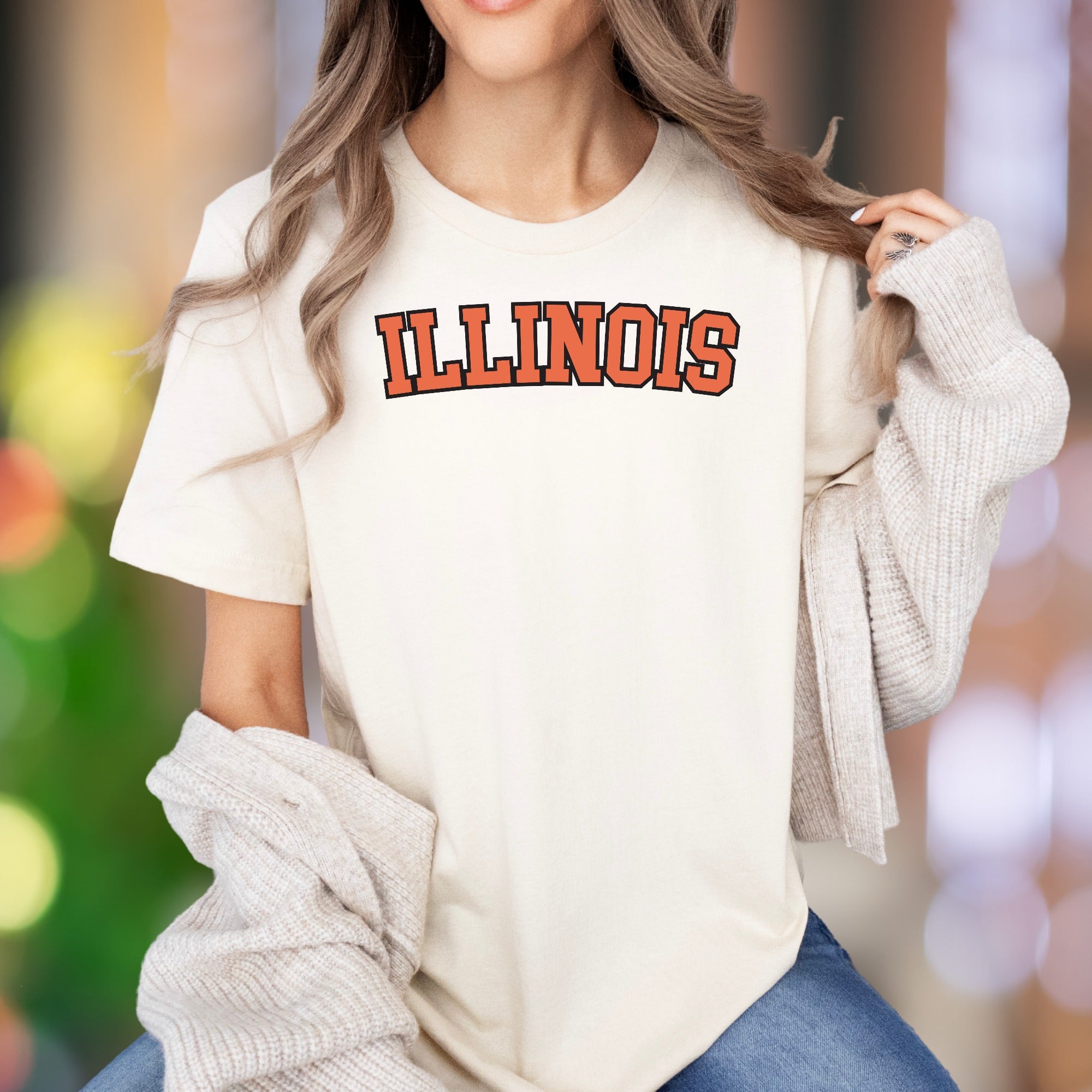 "ILLINOIS" | Collegiate Bold Typography Unisex Adult T-Shirt | Regional Pride Apparel