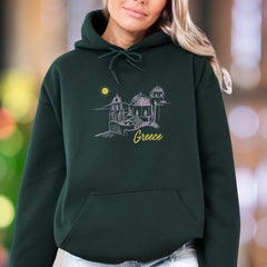"Greece" | Retro Sketch Landmark Unisex Adult Hoodie | Travel Lifestyle