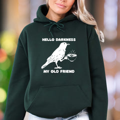 "Hello Darkness My Old Friend" | Funny Retro Unisex Adult Hoodie | Witty Lifestyle Apparel