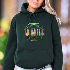 "The Greatest Gift Of All" | Christmas Nativity Unisex Adult Hoodie | Festive Holiday Wear