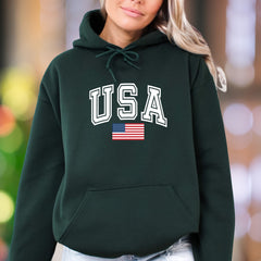 "USA" | Bold Collegiate Unisex Adult Hoodie | Patriotic Lifestyle Wear