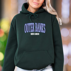 "Outer Banks North Carolina" | Retro Bold Typography Unisex Adult Hoodie | Coastal Lifestyle Apparel