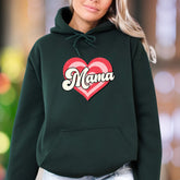 "Mama" | Retro Heart Graphic Unisex Adult Hoodie | Motherhood Lifestyle