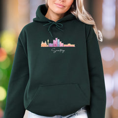 "Santiago" | Colorful City Skyline Unisex Adult Hoodie | Travel Lifestyle