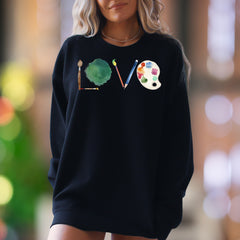 "LOVE A.R.T." | Artistic Watercolor Unisex Adult Sweatshirt | Creative Lifestyle