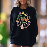 "Happy Easter Day" | Floral Bunny Unisex Adult Sweatshirt | Festive Lifestyle Apparel