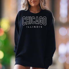 "CHICAGO ILLINOIS" | Retro Typography Unisex Adult Sweatshirt | City Pride Lifestyle