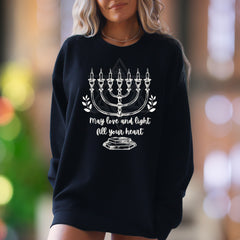 "May Love and Light Fill Your Heart" | Inspirational Candle Graphic Unisex Adult Sweatshirt | Thoughtful Gifting