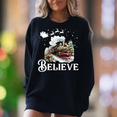 "Believe" | Festive Vintage Train Unisex Adult Sweatshirt | Holiday Lifestyle