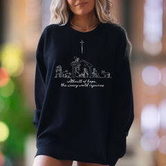"A thrill of hope, the weary world rejoices" | Minimal Nativity Unisex Adult Sweatshirt | Inspirational Lifestyle