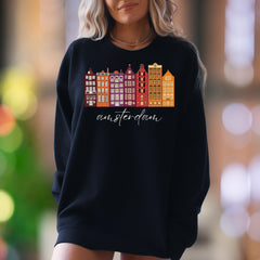 "Amsterdam" | Cityscape Graphic Unisex Adult Sweatshirt | Travel Lifestyle Apparel