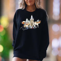 "Prague" | Line Art Cityscape Unisex Adult Sweatshirt | Travel Lifestyle