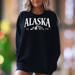 "ALASKA est 1959" | Retro Mountain Graphic Unisex Adult Sweatshirt | State Pride