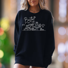 "Boston" | Minimal Cityscape Unisex Adult Sweatshirt | Travel & City Lover
