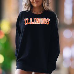 "ILLINOIS" | Collegiate Typography Unisex Adult Sweatshirt | State Pride Apparel