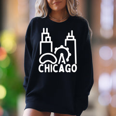 "Chicago Skyline" | Line Art Unisex Adult Sweatshirt | City Lover Apparel